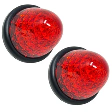 2x Red Beehive Side Marker Clearance Light Grommet Light Trailer Truck 16-LED
