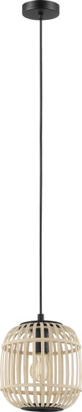 Eglo Pendelleuchte Bordesley Schwarz-Natur Ø 21 Cm E27, Max. 60 W Deckenleuchte-image