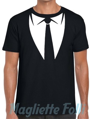 Maglietta Bambino Con Stampa Smoking E Cravatta | Per Feste E Costumi | 100% Cotone, Comoda E Divertente - Foto 2