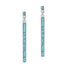 Bar Earrings | Sterling Silver Studs Turquoise Dangle Earrings | Long Gemstone