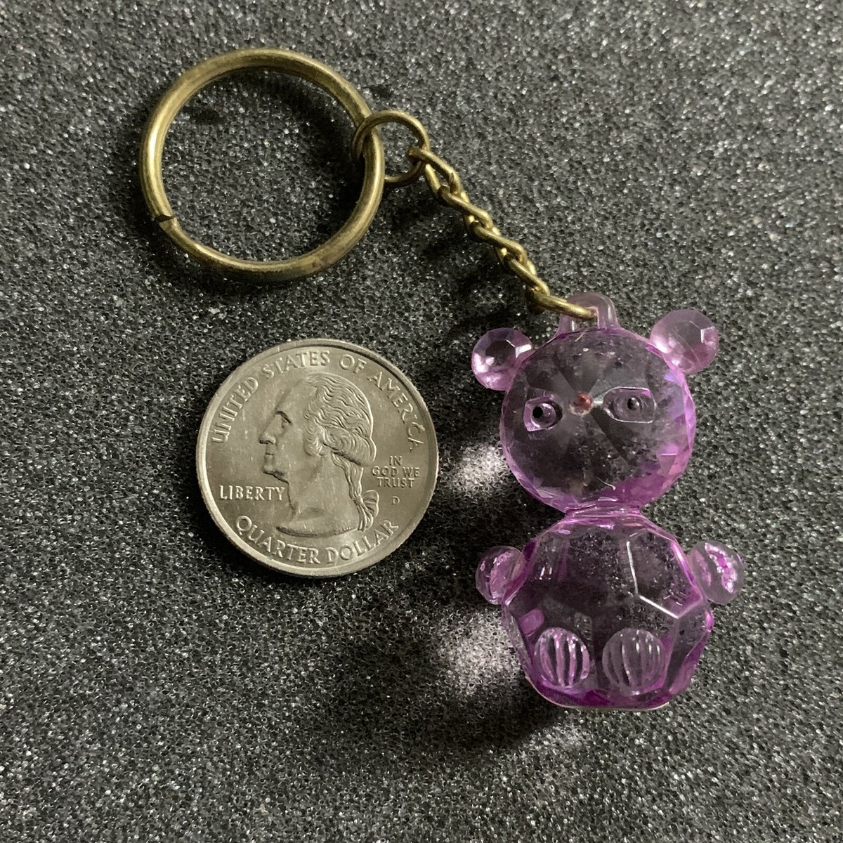 Small Plastic Purple Teddy Bear Keychain Key Ring #41714