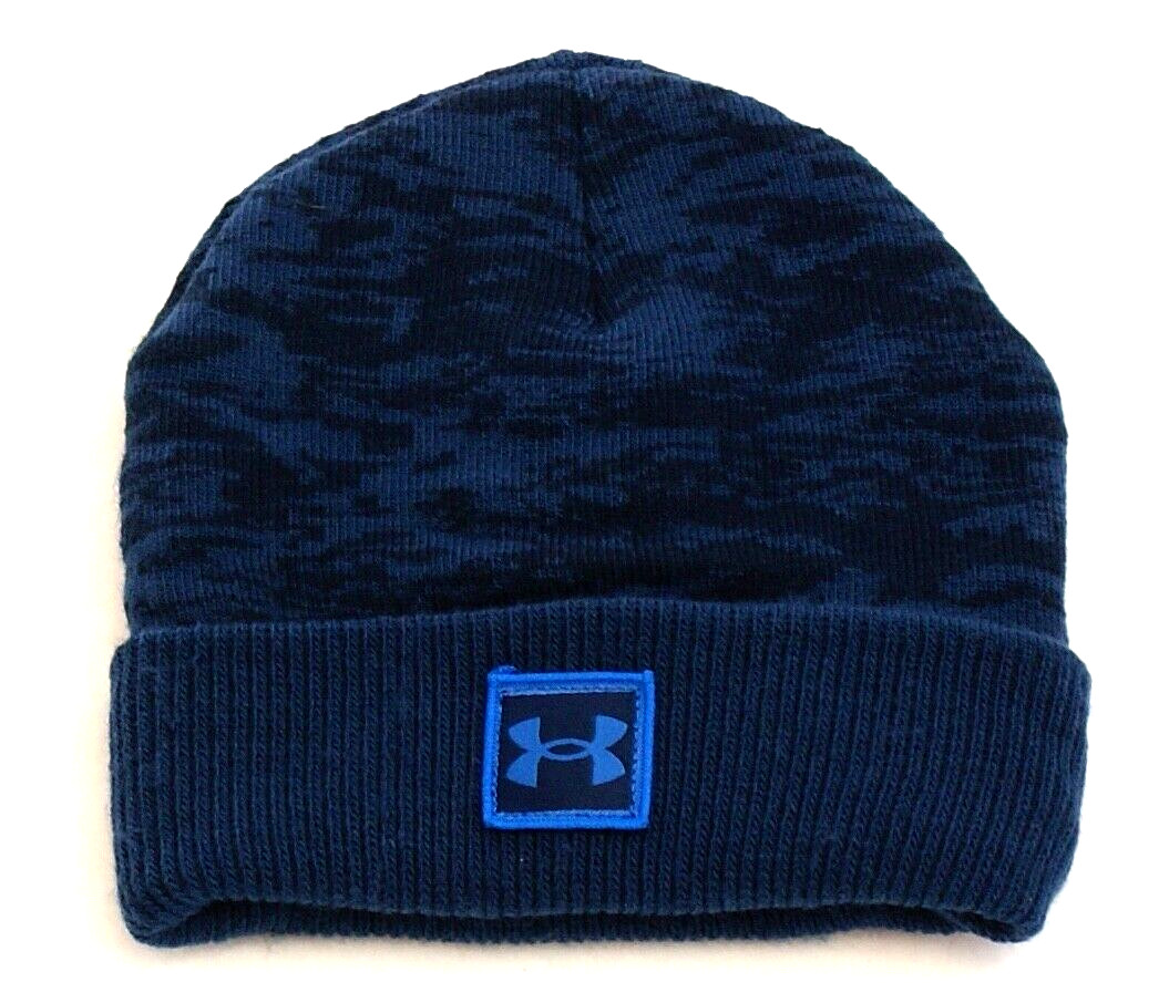 Under Armour Blue Camo Knit Cuff Beanie Youth Boy's 8-20 NWT
