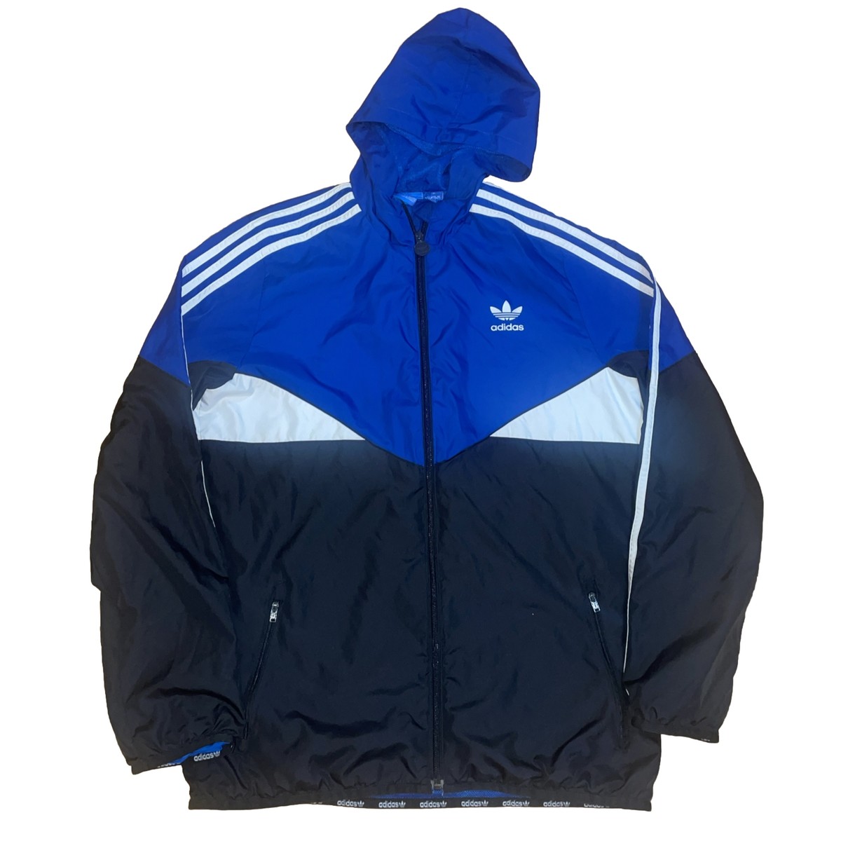 Adidas Windbreaker Jacket Unisex Youth Xlarge 15-16 Blue White