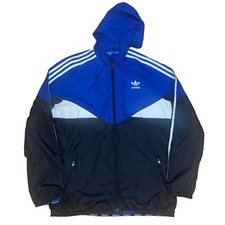 Adidas Windbreaker Jacket Unisex Youth Xlarge 15-16 Blue White Black Zipper