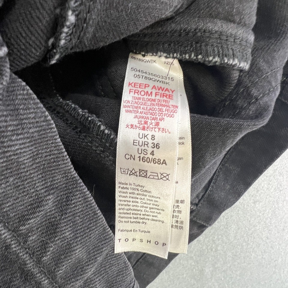 Skirt Size UK 8 Womens Black Short Denim Buttoned Belted eBay