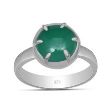 10X10 mm Green Onyx Gemstone 925 Sterling Silver Prong Set Ring For Women