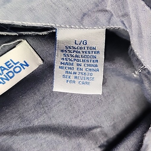 Michael Brandon Mens Button Down Shirt Blue Chambray Short Sleeve Pockets Size L - Picture 10 of 10