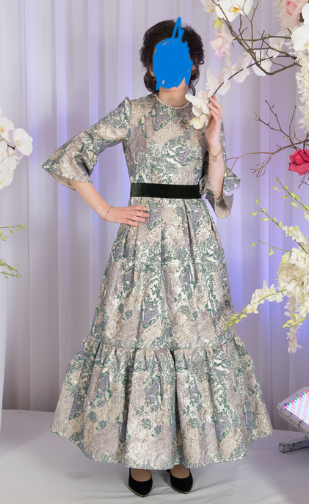 purple green and gold dress Exquisite Green Gold and Purple Brocade Floor Length Gown with Green Velvet  Belt