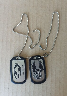 Microsoft HALO 4 INFINITY (2012) UNSC 2 Metal Dog Tags Official