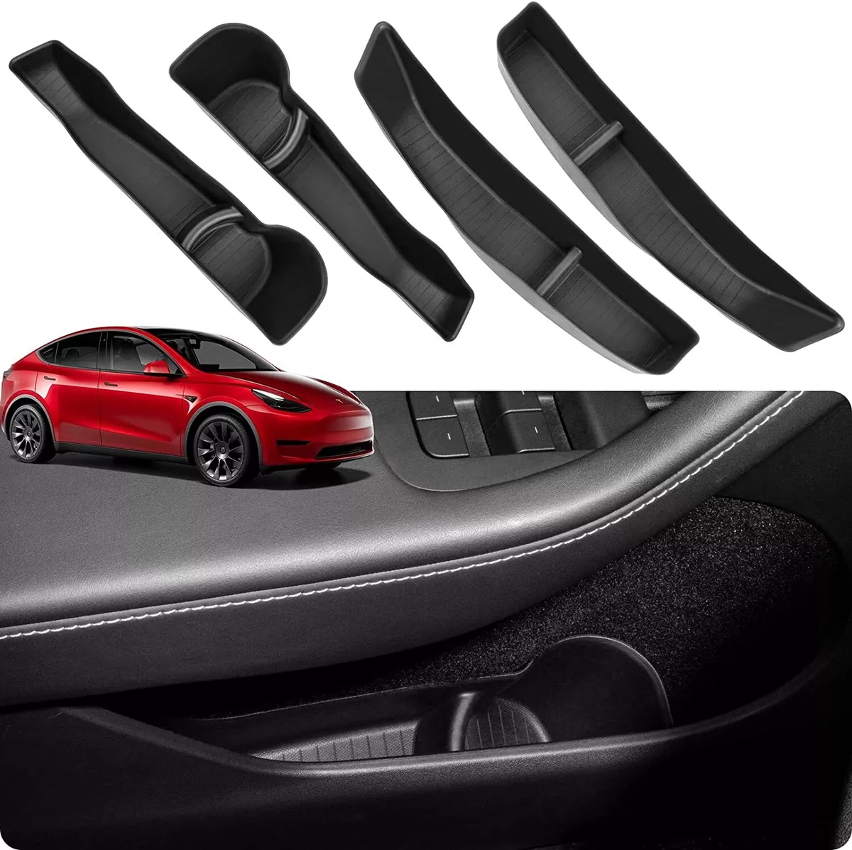 Car Door Tray Organizer Tesla Model Y Front Rear Door Slot Side Storage Box  4PCS