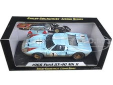 1966 FORD GT-40 MK II #1 LIGHT BLUE (DIRTY) 1/18 BY SHELBY COLLECTIBLES SC405