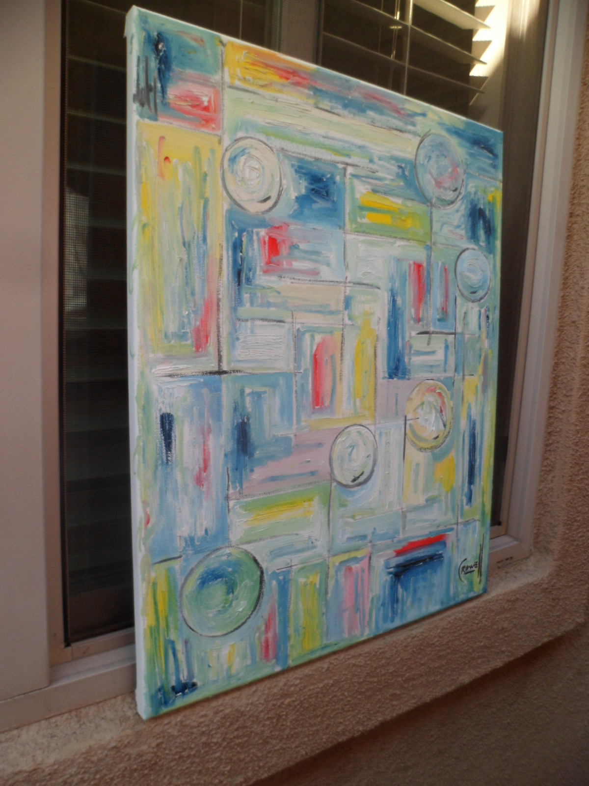 abstract THE LOST HORIZON  big 16x20 canvas original oil painting signed CROWELL