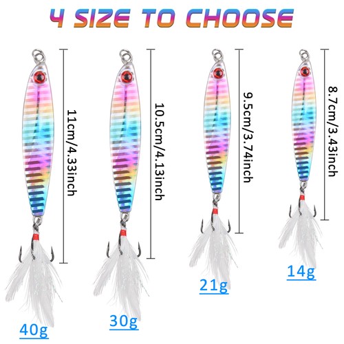 5pcs Saltwater Jigging Spoons Lures Fishing Spoons Metal Jig Casting Trolling - Picture 3 of 12