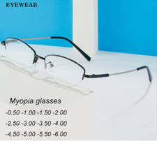 Metal Myopia Nearsighted Glasses For Men Women Retro Half Frame Glasses