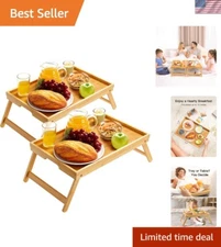 Versatile Bamboo Breakfast Tray Set with Foldable Legs - Easy Storage & Use