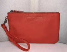 Adrienne Vittadini Charging Wallet Wristlet Pouch RFID Protection Coral Silver