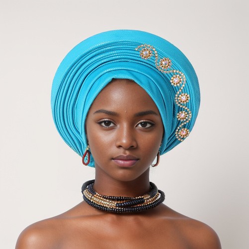 Cappelli hijab festa matrimonio donne africane auto gel cravatta nigeriana Aso Oke berretti - Foto 16 di 36
