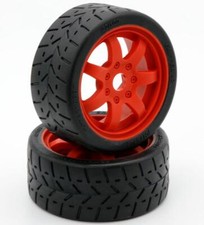 Powerhobby 1/8 Gripper 42/100 Belted Mounted Tires 17mm Red Wheels