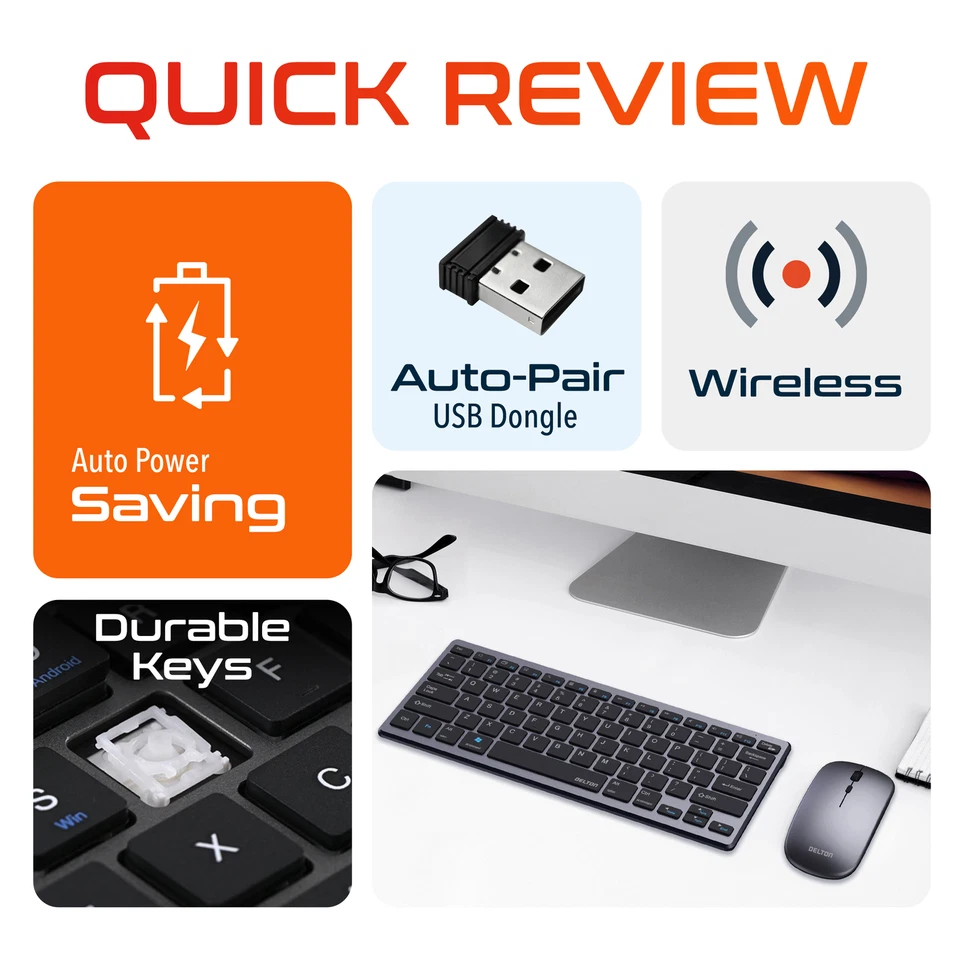 Delton N35 Portable/Travel/Small Wireless Keyboard and Mouse Combo - Silver - Image 4 of 4