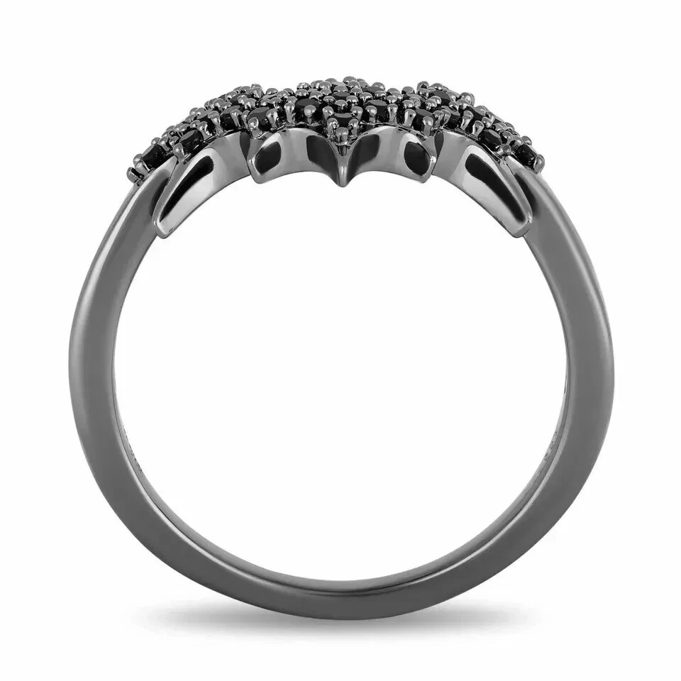 Lab Created Diamond Nightmare Before Christmas Black Bat Rings 14K White Gold Fn - Image 3 of 4