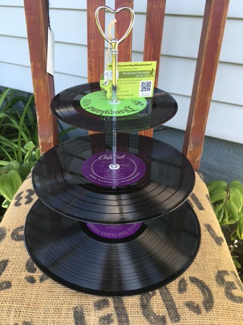 vinyl record tier-for cupcakes, jewelry, change, etc One of a ki