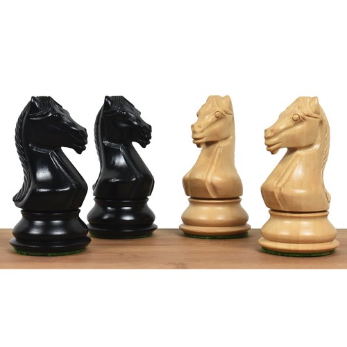 Set solo pezzi scacchi Majestic Series 4" Maunton - doppio peso legno di bosso ebonizzato - Foto 6 di 9