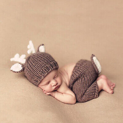 Newborn Baby Knit Clothes Hat Photo Crochet Costume Photography Prop Outfit LOT