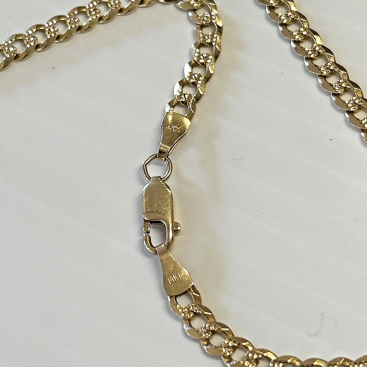 14k Italy Solid Etched Curb Link Chain 19
