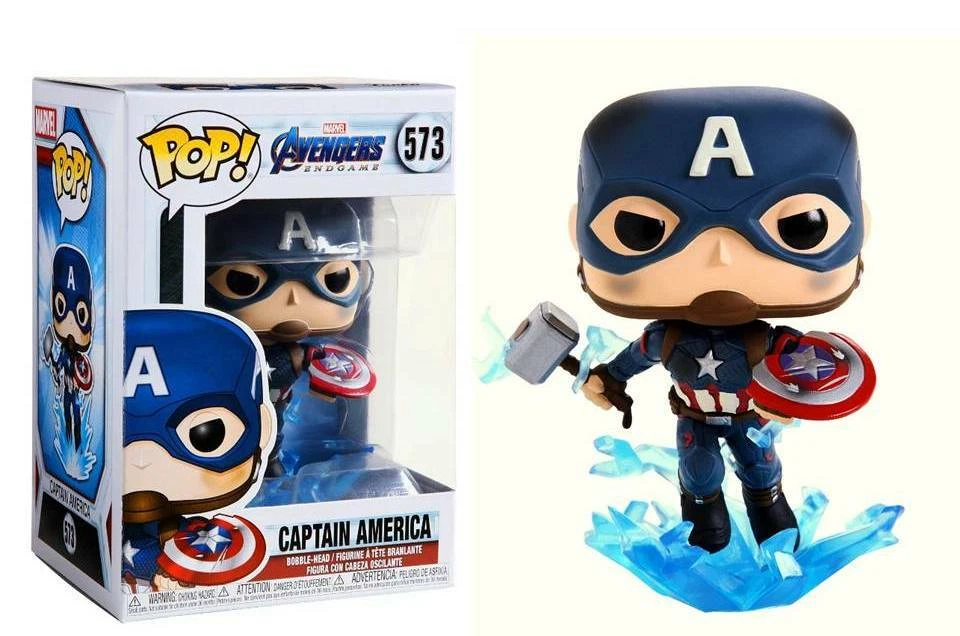 Funko POP Marvel The Avengers Endgame Captain America With Broken Shield &  Mjolnir Blue