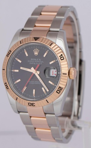 PAPERS Rolex DateJust 116261 Turn-O-Graph 36mm Two-Tone 18K Rose Gold Watch BOX - Picture 3 of 9