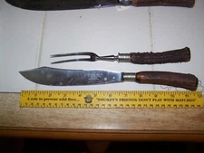 Vintage SHAPLEIGH HDW CO. Knife Fork Carving Set w Antler stag handles Germany