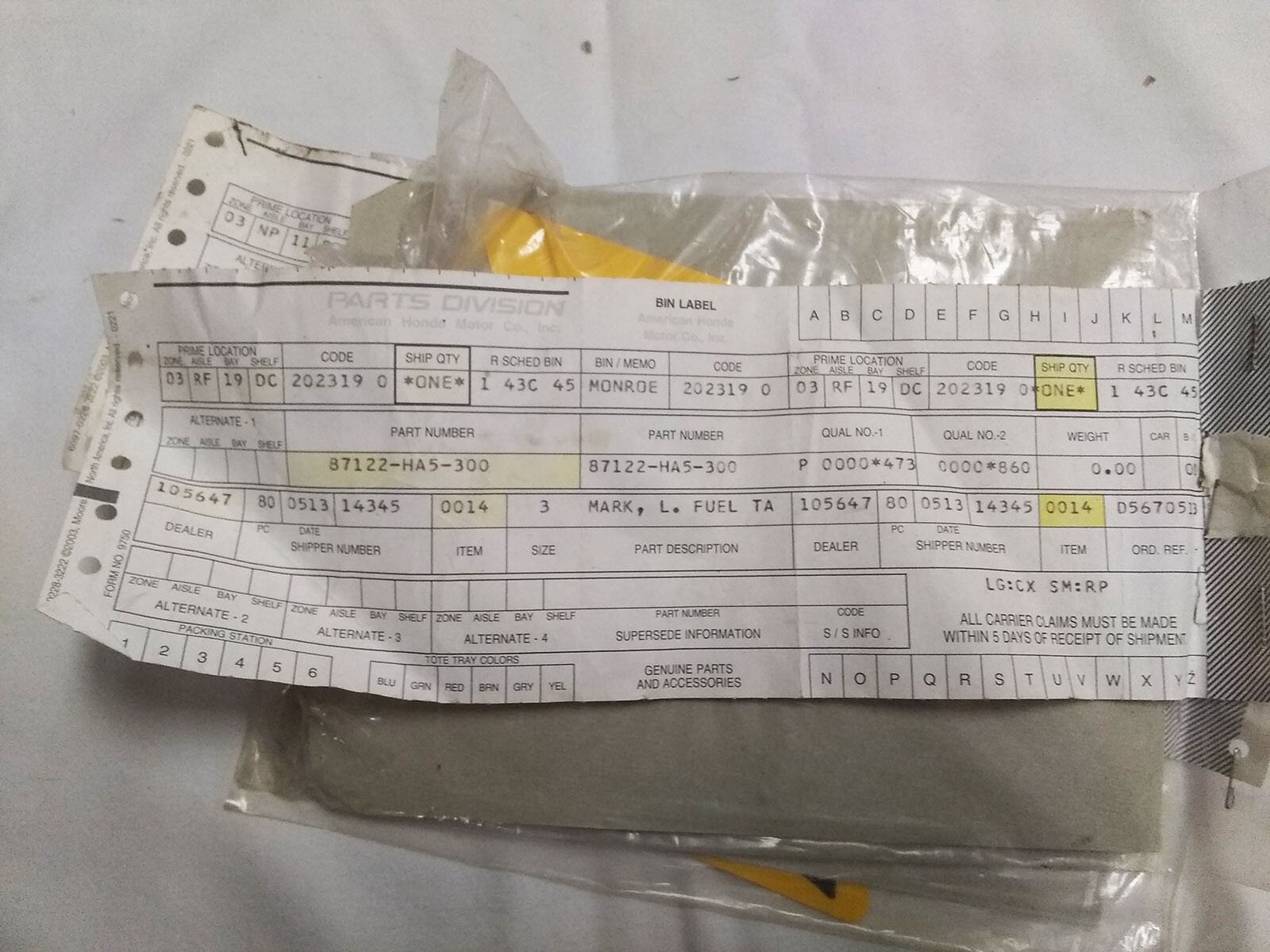 Vintage Honda 350X ATC Gas tank Decals Graphic Part No. 87121HA5300