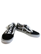 Vans Old Skool Mens Black Floral leather Low Sneakers Size 10 SKU 8394 