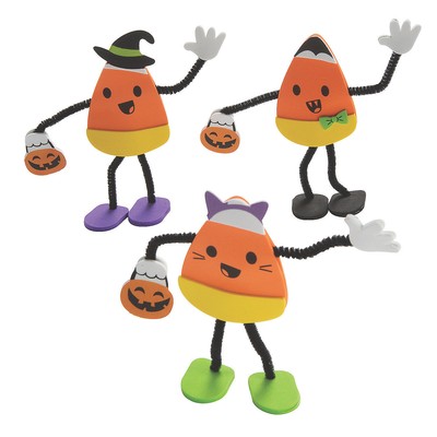 Halloween Candy Corn Characters In Costume Craft Kit - Craft Kits - 12 Pieces