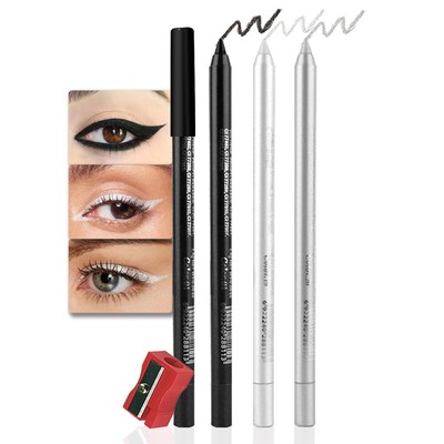 3Pcs Black & Pearl White & Silver Gel Glitter Eyeliner Pencils Set for Women ...