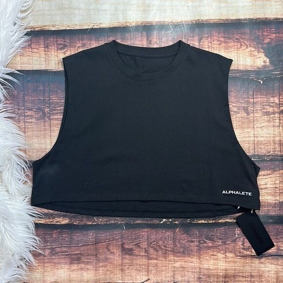 Alphalete Crop Top Black Tank Top Muscle Tee-image