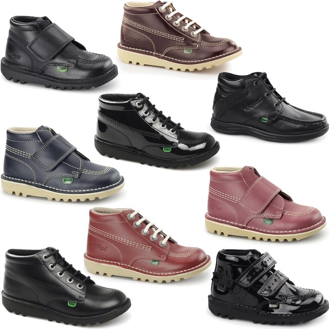 Kickers Kids Boys//Girls Leather Back To School Collection Boots Black Size:22-39