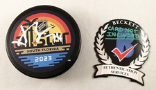 Juuse Saros Signed 2023 All Star Hockey Puck Nashville Predators Beckett BAS ...