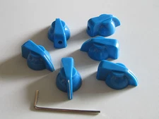 6x Blue Chicken Head Knob 1/4" Guitar Amp Effect Pedal Knobs w/ Brass Insert