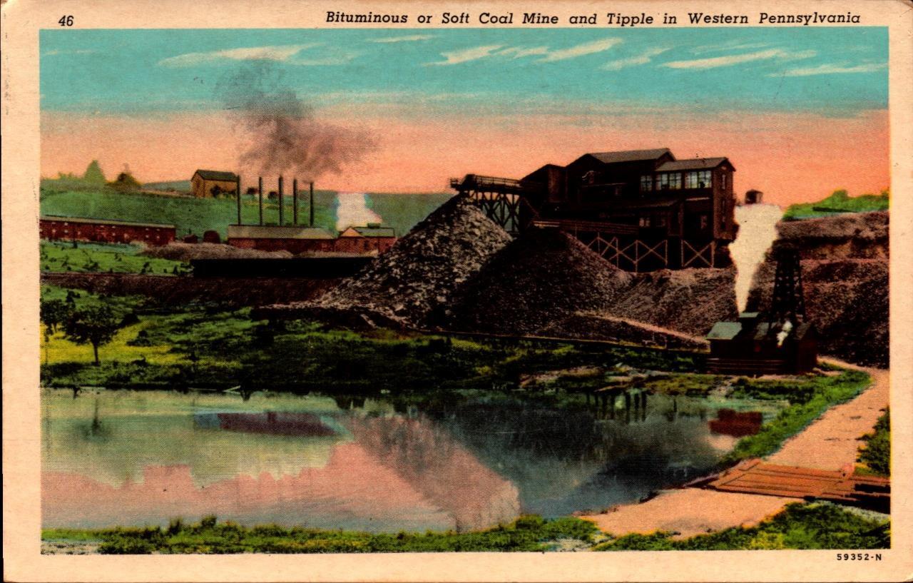 Bituminous or Soft Coal Mine and Tipple in Western PA-VINTAGE POSTCARD ...