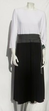 NEW $125 LRL RALPH LAUREN Black White Gray Paneled Stretch Knit Midi Dress US 12