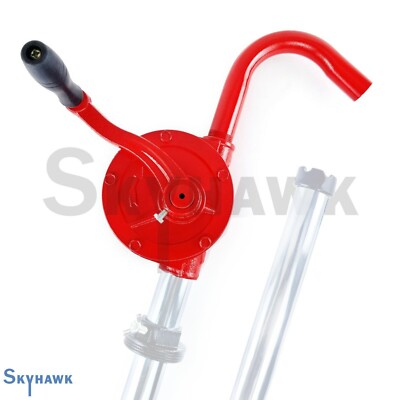 55 Gal Self-Priming Hand Crank Rotary Drum Barrel Oil Transfer 