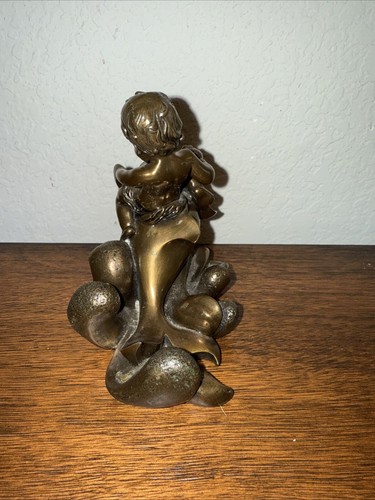 Giovanni Schoeman Bronze Sculpture Cherub on Dolphin Brass Statue Signed 1976 - Picture 4 of 9