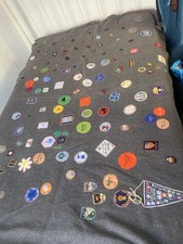 Vintage Scout Camp Blanket Poncho With Bagdes