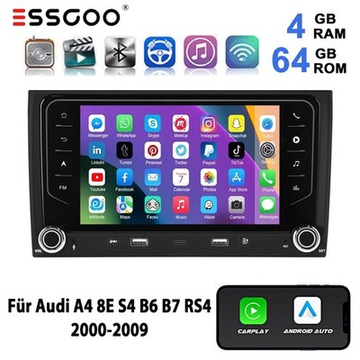 4+64G Für Audi A4 8E B6 B7 2000-2009 CarPlay Autoradio GPS Navi BT Android14 USB