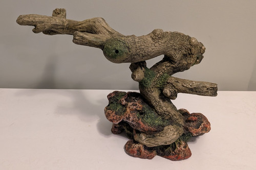 Reptile Aquarium Decoration Artificial Moss Resin Simulation Tree Trunk 11" Tall