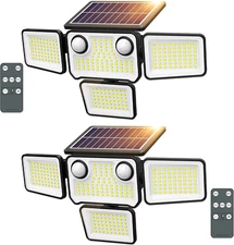 2-Pack 4500LM Solar Motion Sensor Floodlights with Remote