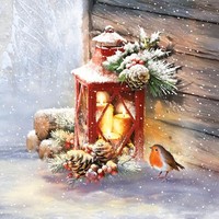 20 Papierservietten, Servietten Robin By Lantern Ambiente | Weihnachten, Robin