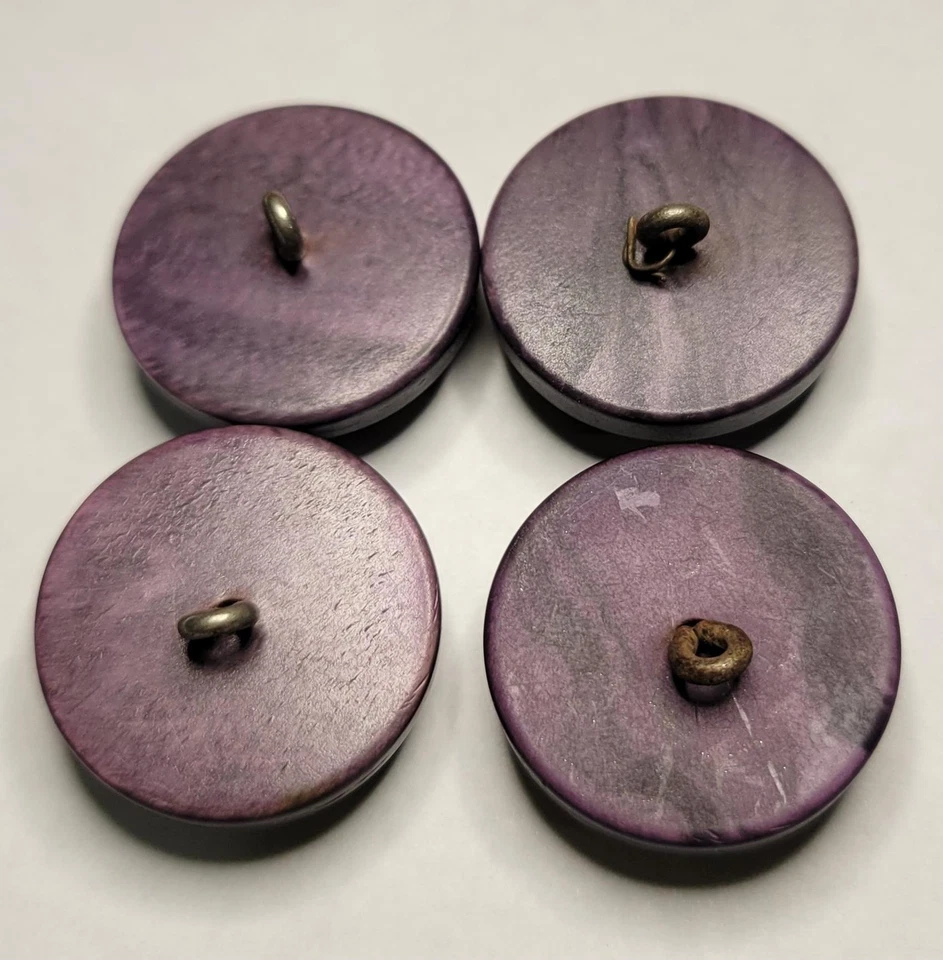 Vintage Purple Bakelite Coat Buttons Set of 4 Large Shank Art Deco Sewing 7/8" - Image 3 of 4