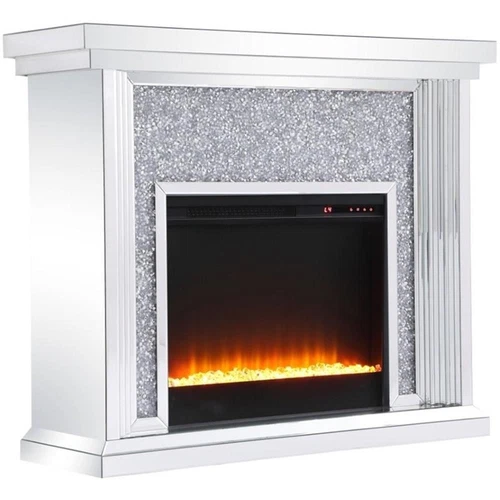 Elegant Decor Modern 47.5" Dazzling Mirrored Crystal Fireplace Mantle - Picture 1 of 12